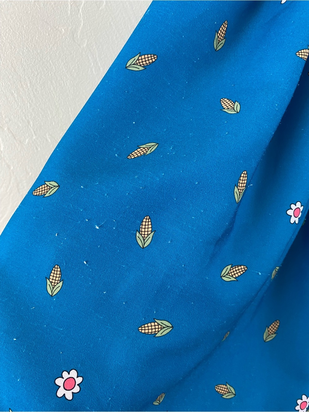 Unique Vintage Size Small Teal Blue Fall Farm Graphic Print Full Midi Dress - Picture 4 of 6
